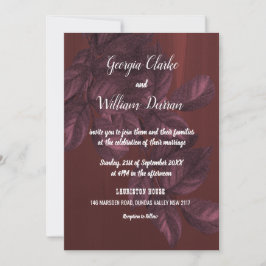 Borgoña deja una invitación a una boda vintage rus