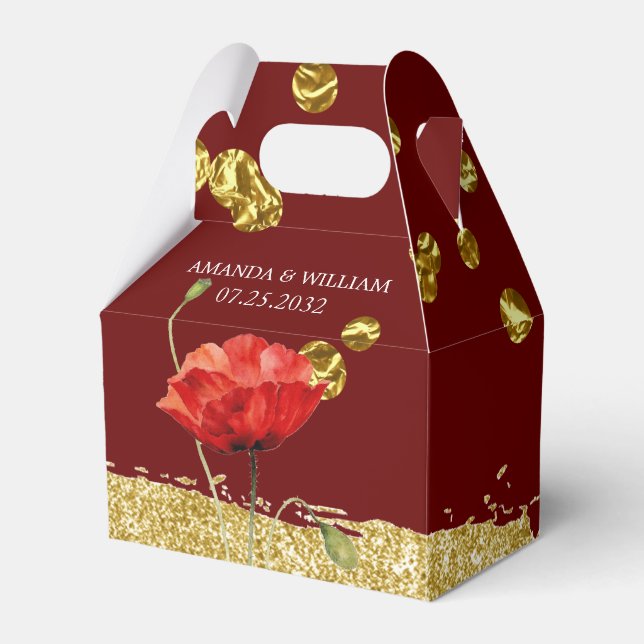 Borgoña elegante caja de favoritas de la flor roja (Front Side)