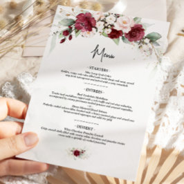 Borgoña Floral Roja 4x9 Menú