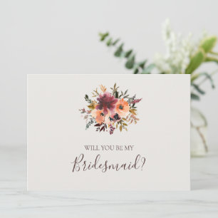 Borgona Floral   Tarjeta de propuesta para dama de