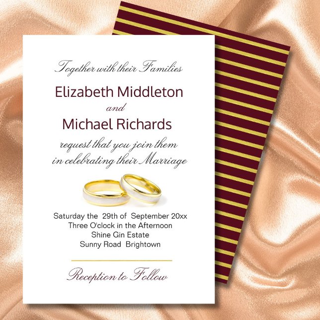 Borgoña Marsala Elegante Boda de Oro Invitación (Subido por el creador)