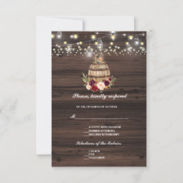 Borgoña Marsala Floral Lantern Wedding RSVP