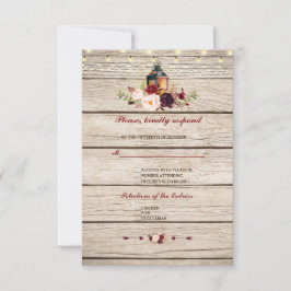 Borgoña Marsala Floral Lantern Wedding RSVP