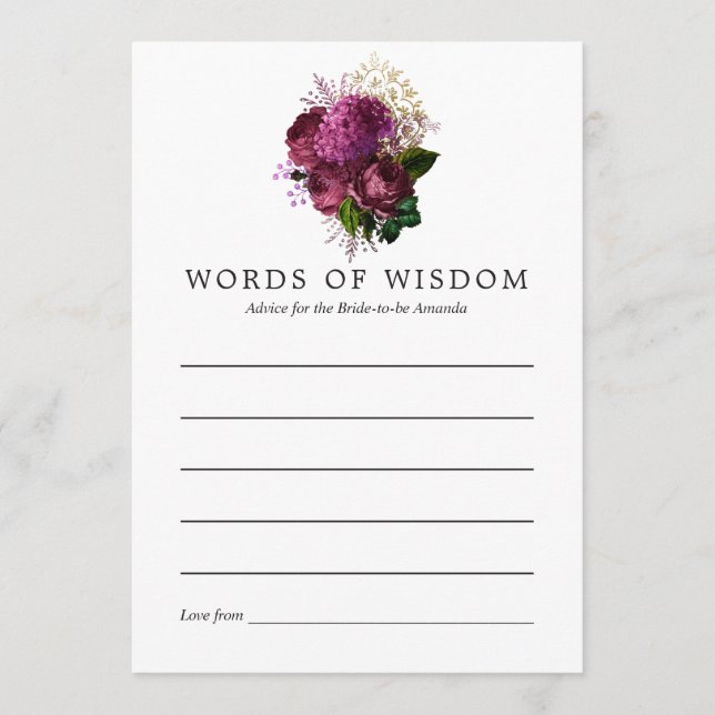 Borgoña - Marsala y consejo de ducha de novia dora (Anverso)