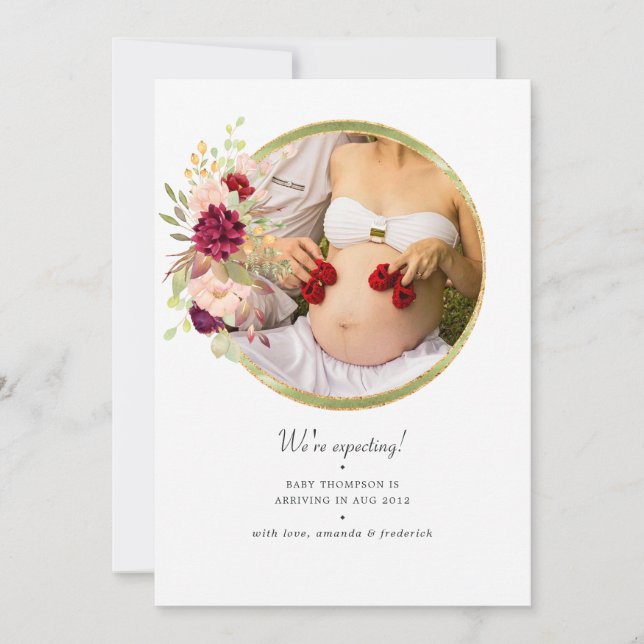 Borgoña-Marsala y Invitación de embarazo de Rubor (Anverso)