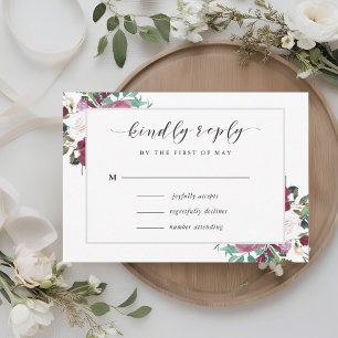 Borgoña Red Blooms Boho Wedding RSVP