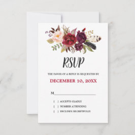 Borgoña Red Floral Rustic Boho RSVP