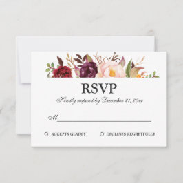 Borgoña Red Floral Rustic Boho RSVP