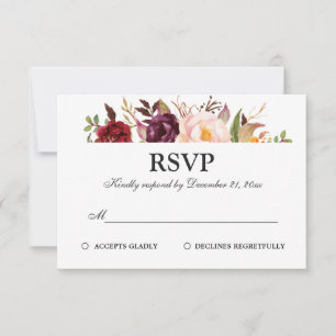 Borgoña Red Floral Rustic Boho RSVP