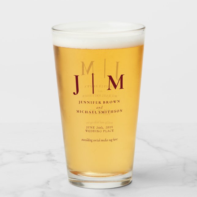 Borgoña Red Minimal Moderno Boda simple (Anverso (lleno))