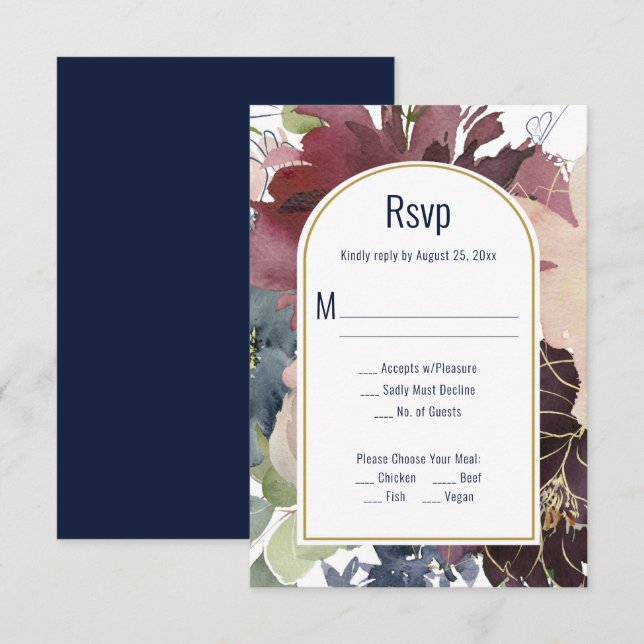Borgona, Rosa, Oro Marino Arco RSVP (Anverso / Reverso)