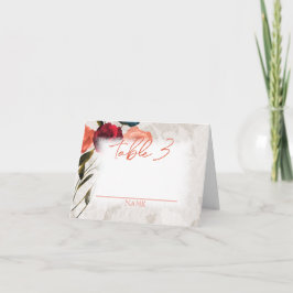 Borgoña, Rosas Peach doblado nombre de tabla Boda