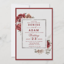 Borgoña, Rubor, invitación a la boda de rosas blan