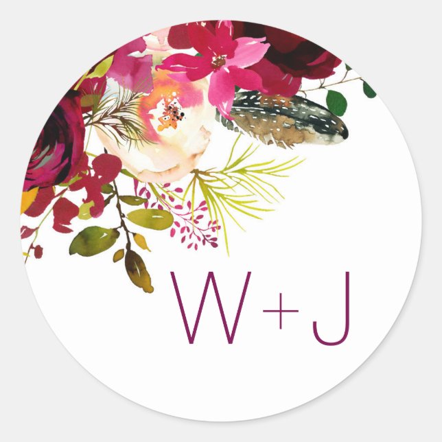 Borgoña Sello de la boda floral 3979 (Anverso)