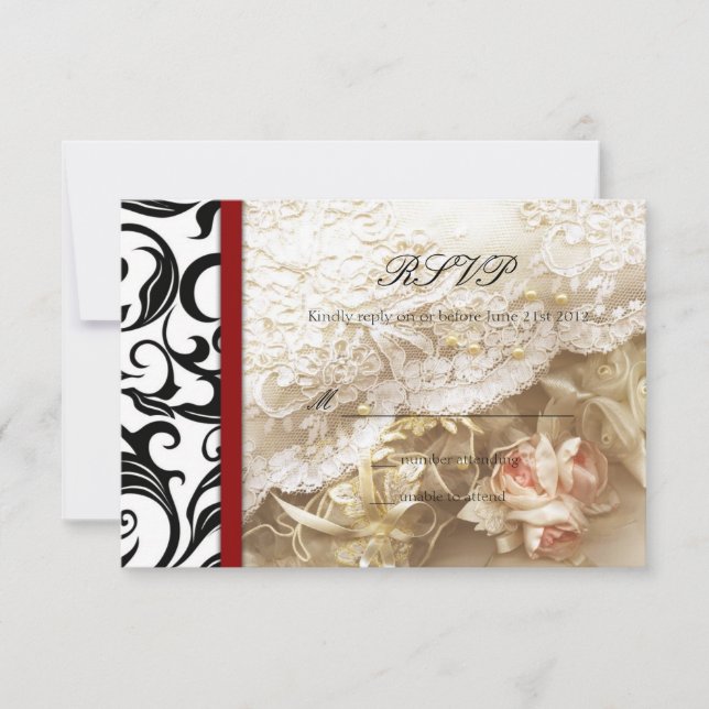Borgoña Swirl Wedding RSVP (Anverso)
