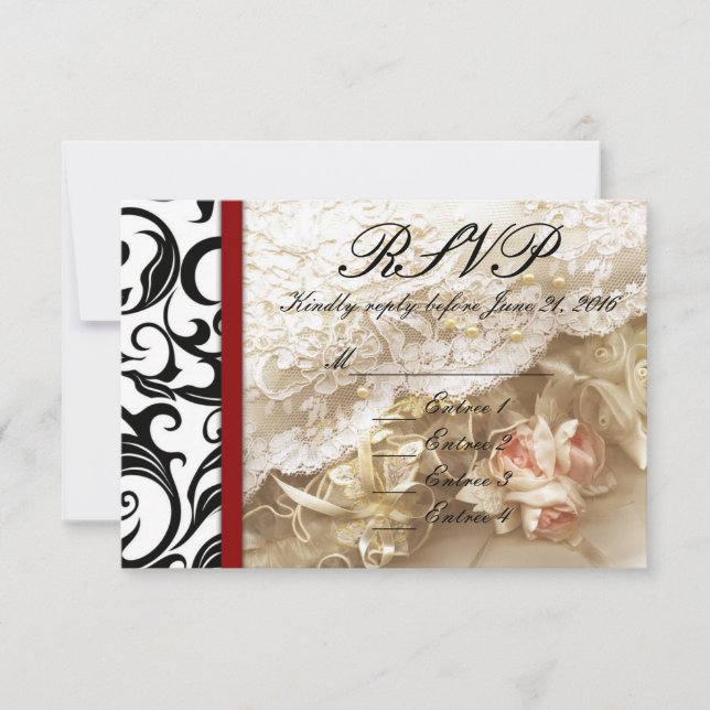 Borgoña Swirl Wedding RSVP (Anverso)