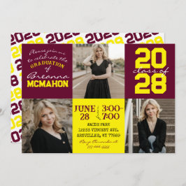 Borgoña y amarillo 3 Invitación a graduación de fo