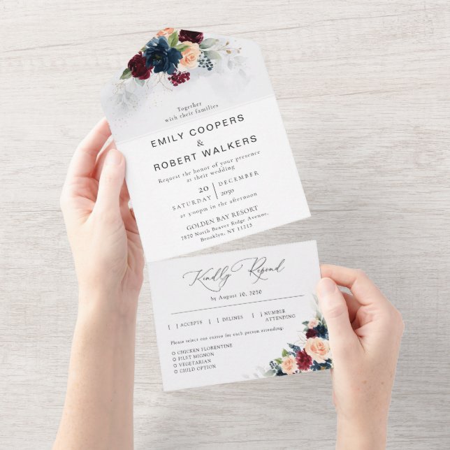 Borgoña y Boda de la Marina en una sola invitación (desgarro)