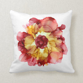 Borgoña y Camellia dorada almohada floral pintada 