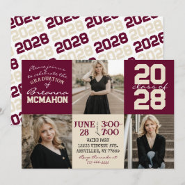 Borgoña y Crema Tan 3 Invitación a graduación de f