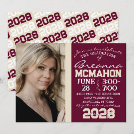 Borgoña y Crema Tan Graduada Invitación a la foto