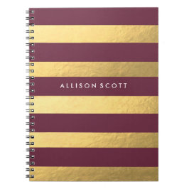 Borgoña y cuaderno personalizado oro