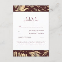 Borgoña y hojas de oro caen en la boda RSVP