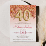 Borgoña y oro 40° cumpleaños de invitación<br><div class="desc">Este es un purpurina de oro de Borgoña y el confetti con tema de 40 cumpleaños Fiesta Invite.</div>