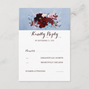 Borgoña y polvorienta boda azul RSVP