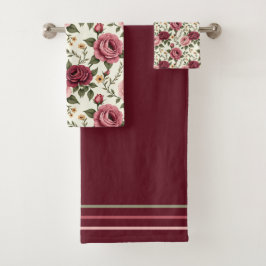 Borgoña y Rosa floral rosa