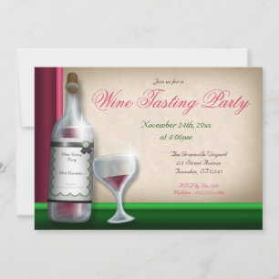 Borgoña y verde - Invitaciones a la degustación de