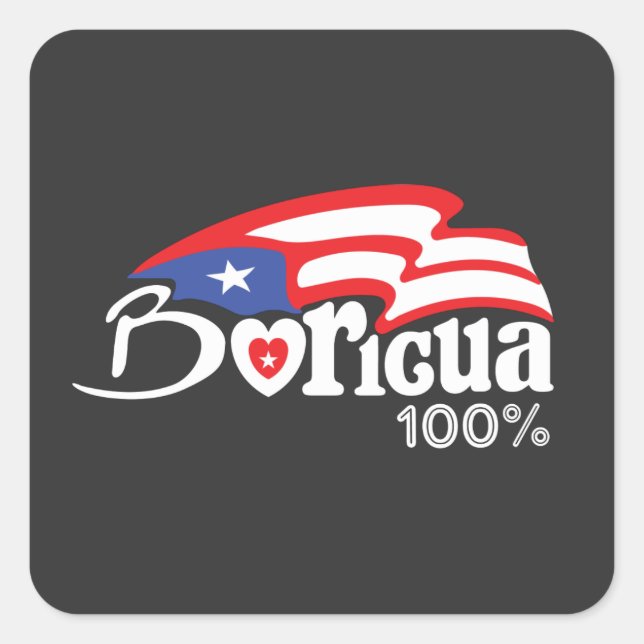 Boricua 100% Pegatina de Puerto Rico (Anverso)