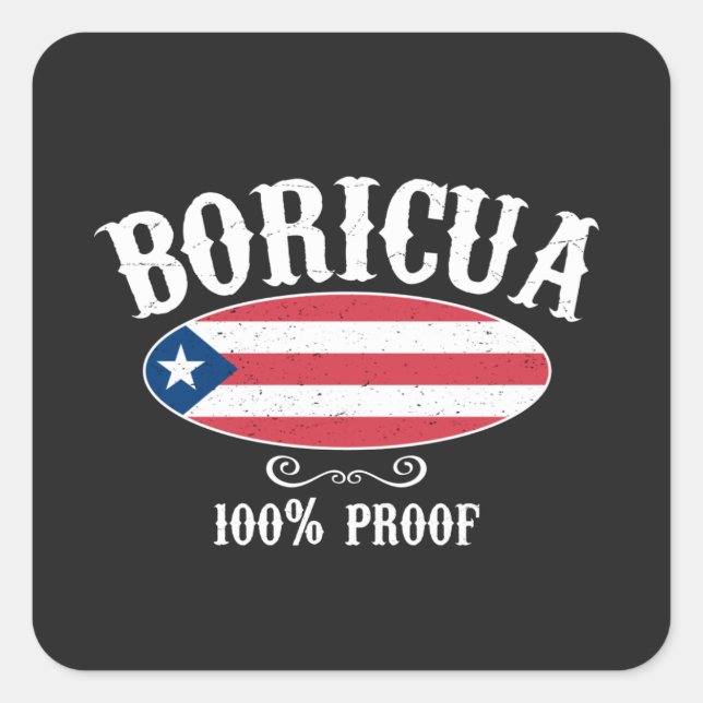 Boricua Puerto Rico 100% Pegatina (Anverso)
