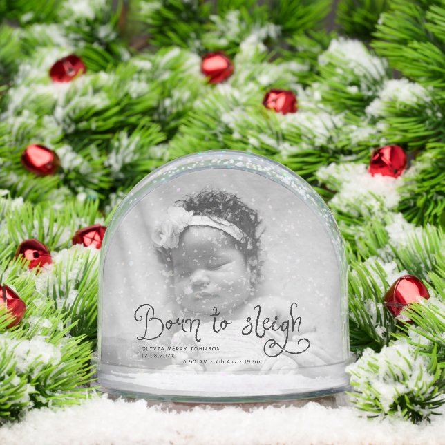 Born to Sleigh Baby Photo Birth Stats Christmas (Navidad)