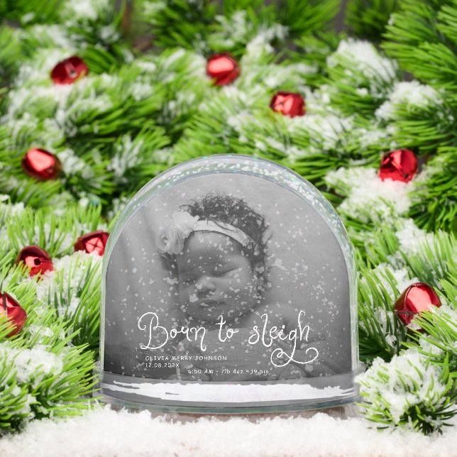 Born to Sleigh Baby Photo Birth Stats Christmas (Navidad)