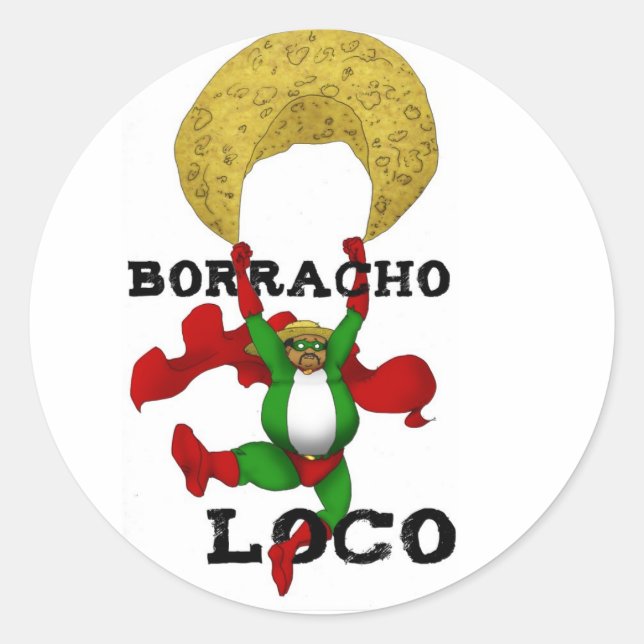 Borracho Loco Pegatina (Anverso)