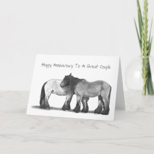 Borrador de caballos a lápiz: Tarjeta de aniversar