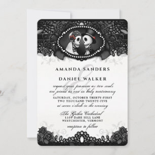 Borradores de la elegancia blanca negra Invitación