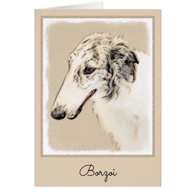 Borzoi (Brindle plateado) Pintura original de arte (Frente)