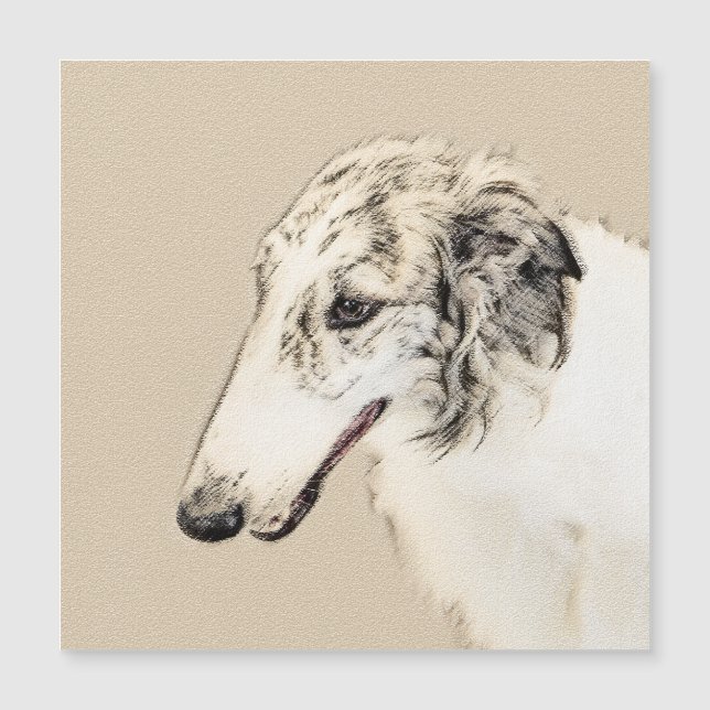 Borzoi (Brindle plateado) Pintura original de arte (Anverso)