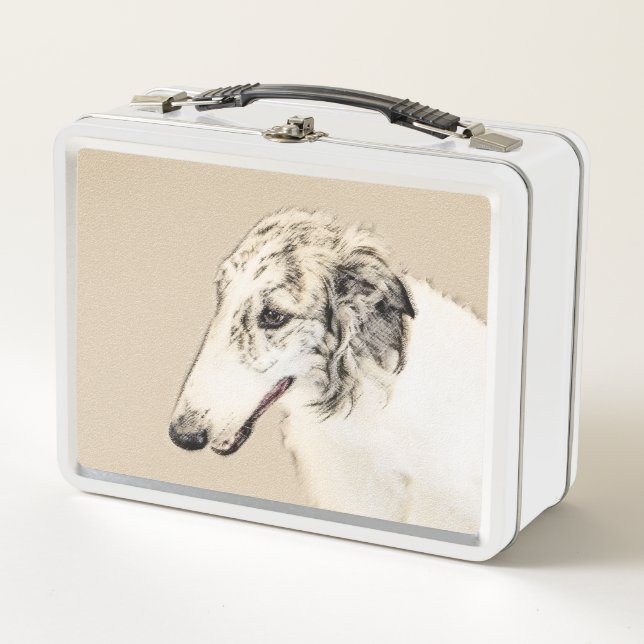 Borzoi (Brindle plateado) Pintura original de arte (Anverso)