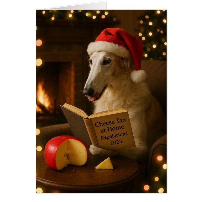 Borzoi 'Cheese Tax' Christmas card (Frente)