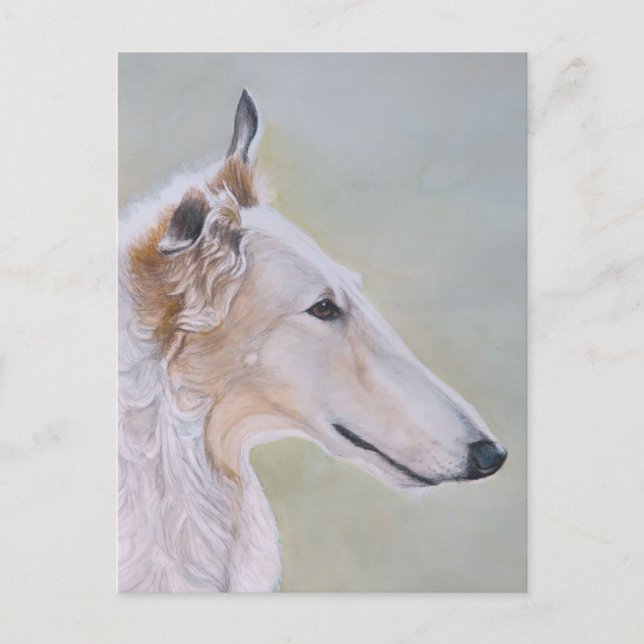 "Borzoi" Postal de Arte de Perro (Anverso)
