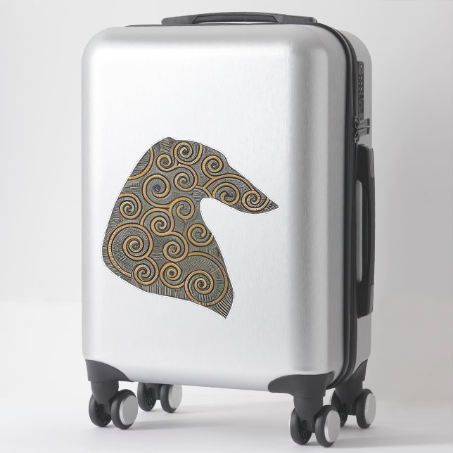 Borzoi Profile Die Cut Vinyl Pegatina (Maleta)