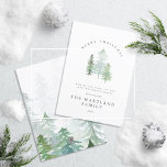 Bosque acuarela Feliz Navidad<br><div class="desc">Un elegante diseño de vacaciones de temática natural. Parte de una colección. Con texto elegante y hermoso diseño de selva acuarela.</div>