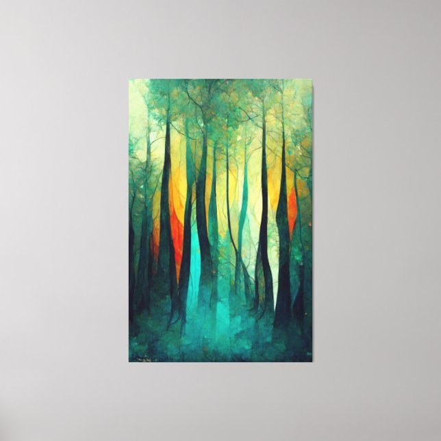 Bosque, arte abstracto, árboles, arte moderno, art (Anverso)