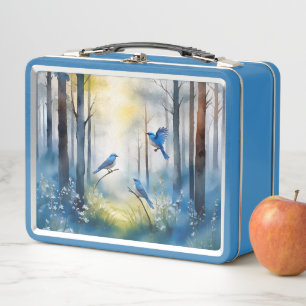 Bosque azul de pájaros escénico