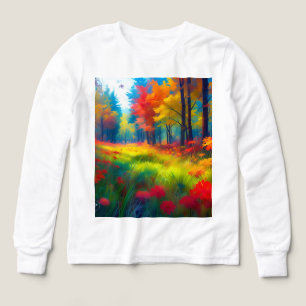 Bosque con árboles y flores coloridos