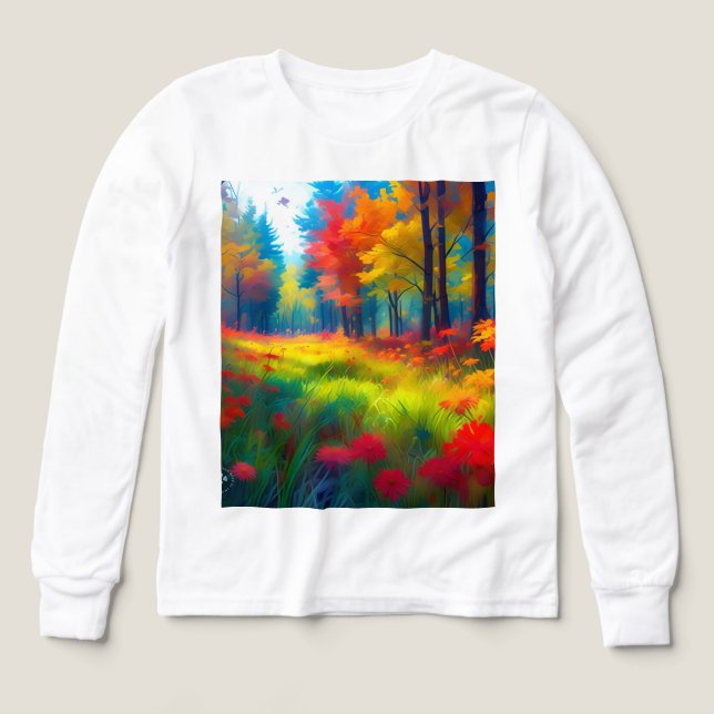 Bosque con árboles y flores coloridos (Diseño frontal)