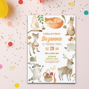 Bosque de animales Fiestas de la invitación al cum